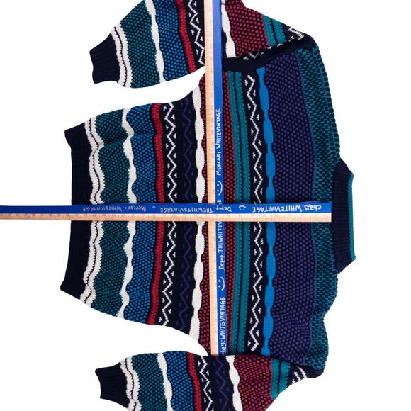 Vintage 80s Urban Works 3D Knit Sweater Cosby Biggie Coogi Style Men’s Large - Picture 2 of 6